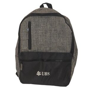 Leeds Lightweight Gray and Black Backpack with UBS Logo Pockets NWT